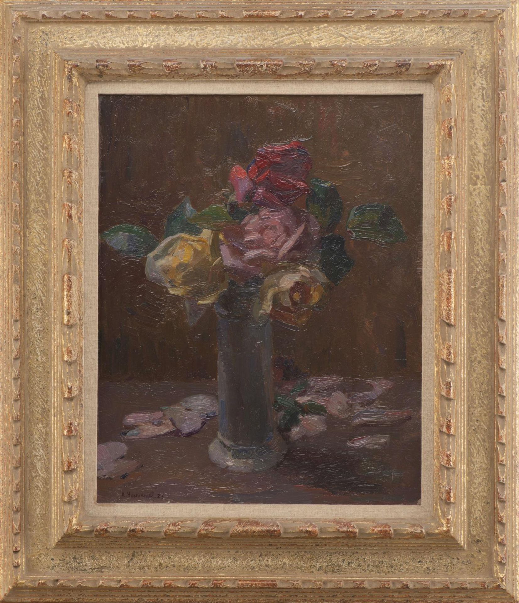 Abraham HERMANJAT (1862-1932) "Nature morte aux roses" - Image 6 of 14