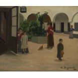 Marius BORGEAUD (1861-1924) "Patio à Séville"