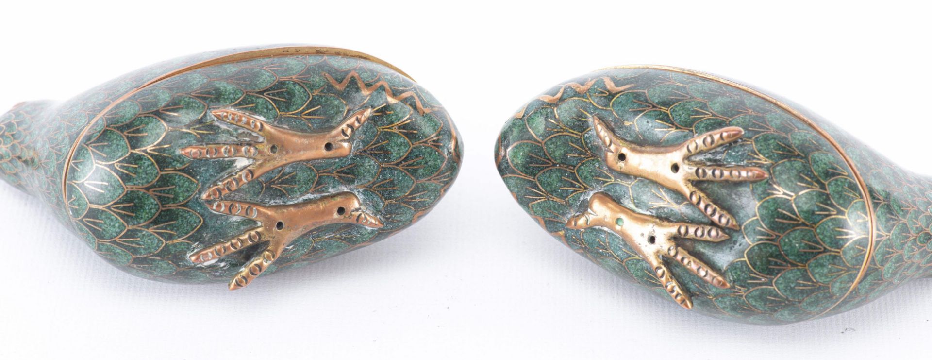 Paire de cailles couchées en cloisonné de Chine, fin XVIIIe - Image 13 of 22