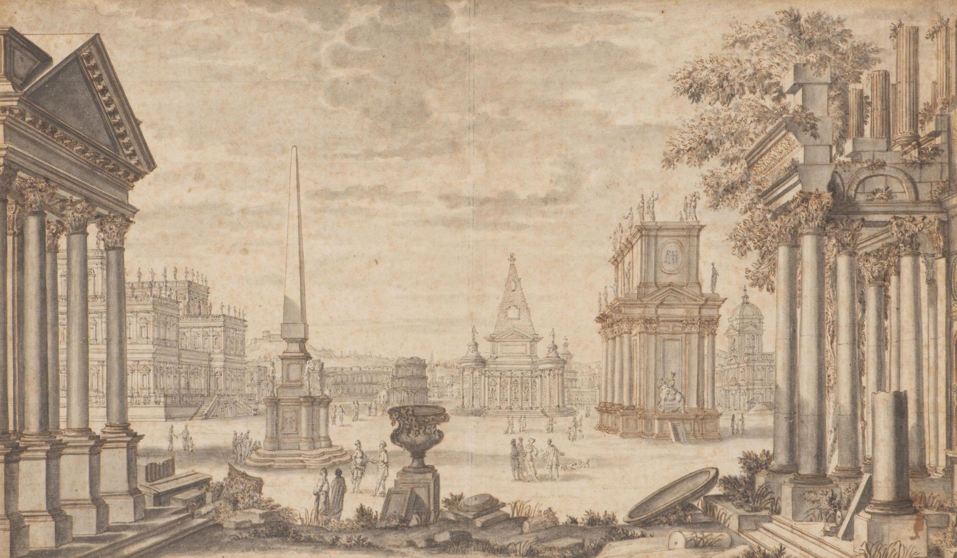 Hubert ROBERT (1733-1808) attr. à, école française du XVIIIe, "Vue d'une ville imaginaire - La Rome - Bild 2 aus 18