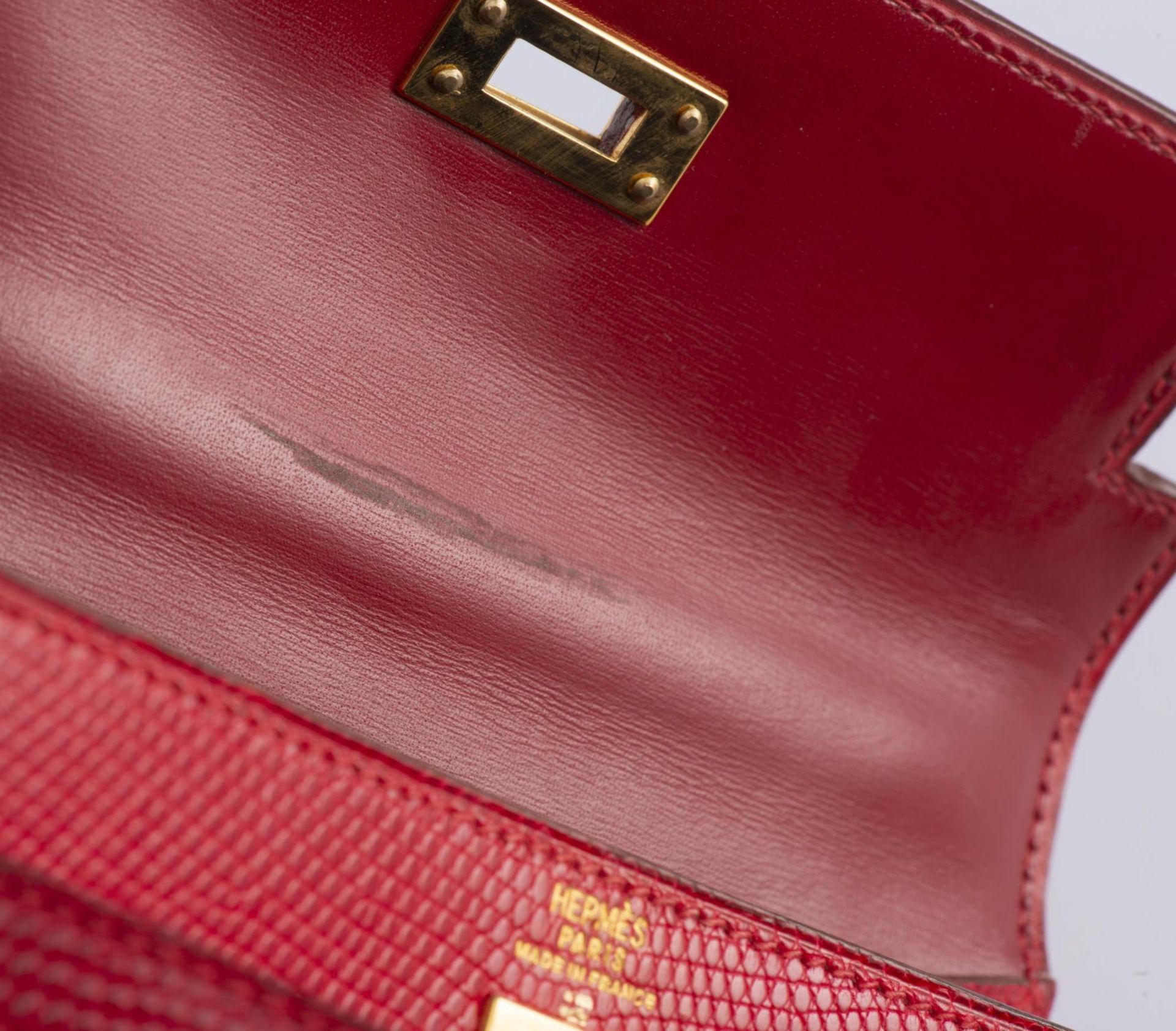 Hermès, mini Kelly 20 en cuir de Lézard rouge vif - Bild 18 aus 24