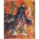 Hans ERNI (1909-2015) "Coq sur fond rouge", 1960