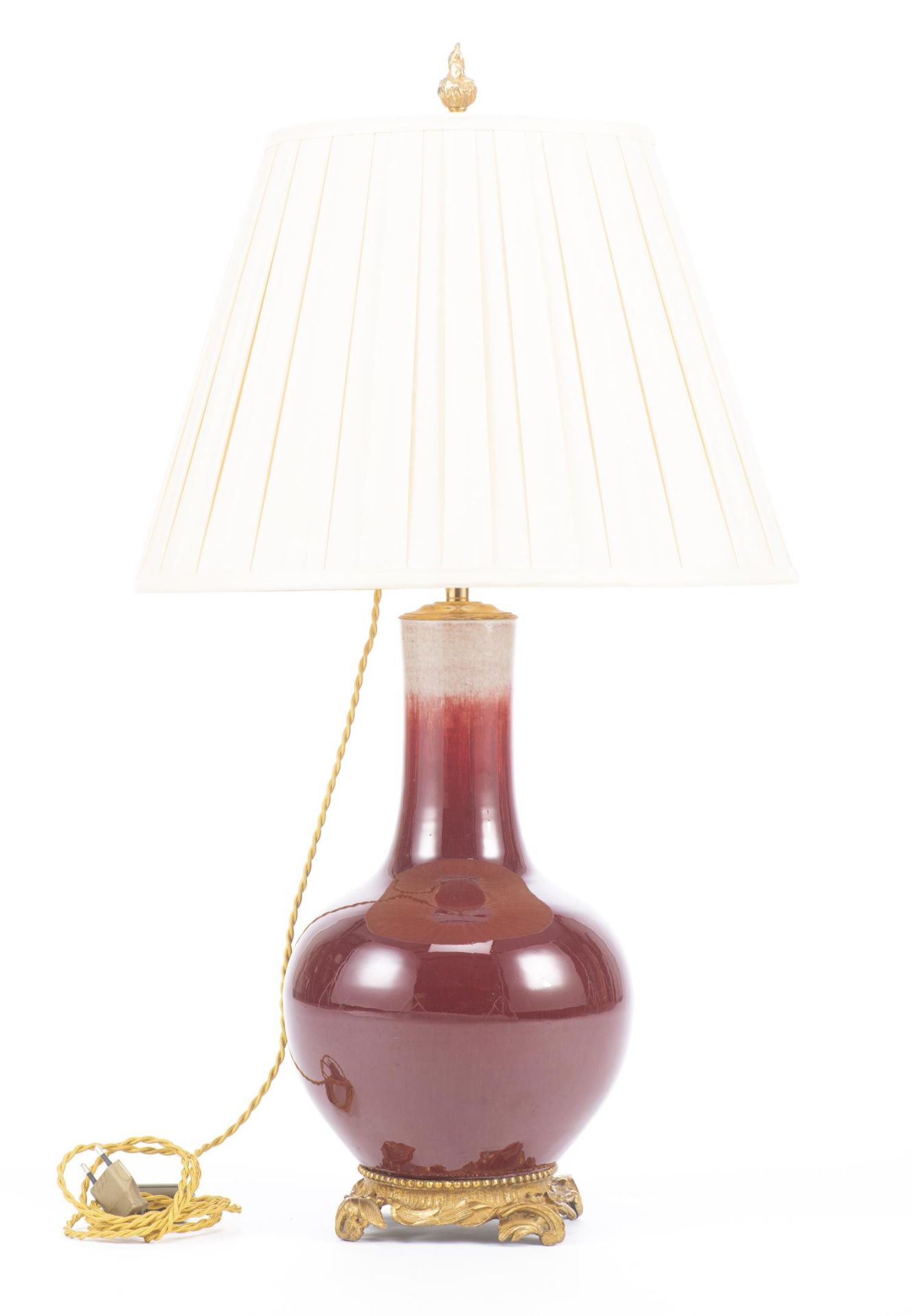 Lampe en porcelaine sang de boeuf, Chine, XIXe