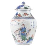 Jarre en porcelaine de Chine à décor en Wucai, Epoque Qing, Shunzhi/début Kangxi circa 1650-65