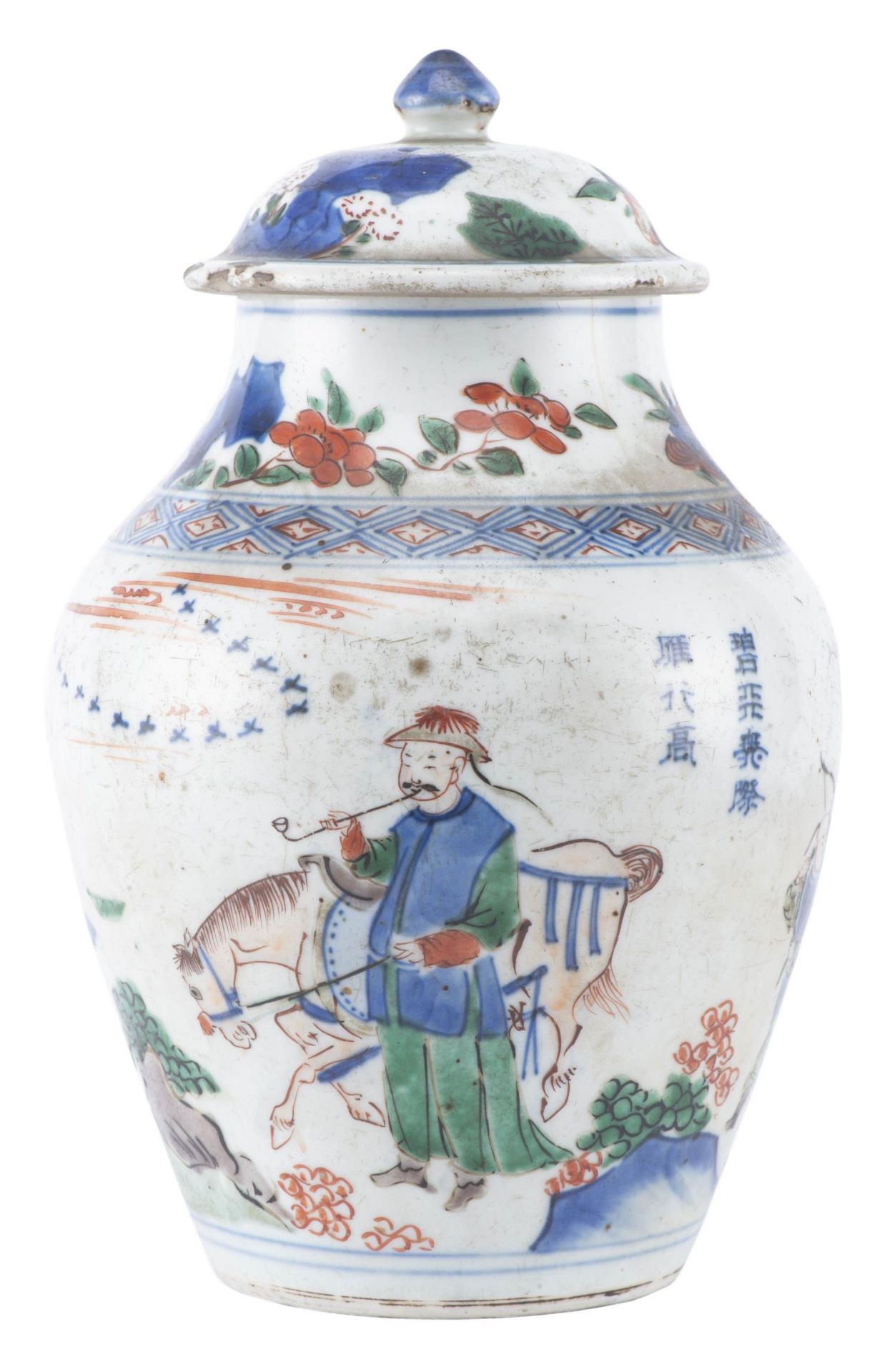 Jarre en porcelaine de Chine à décor en Wucai, Epoque Qing, Shunzhi/début Kangxi circa 1650-65