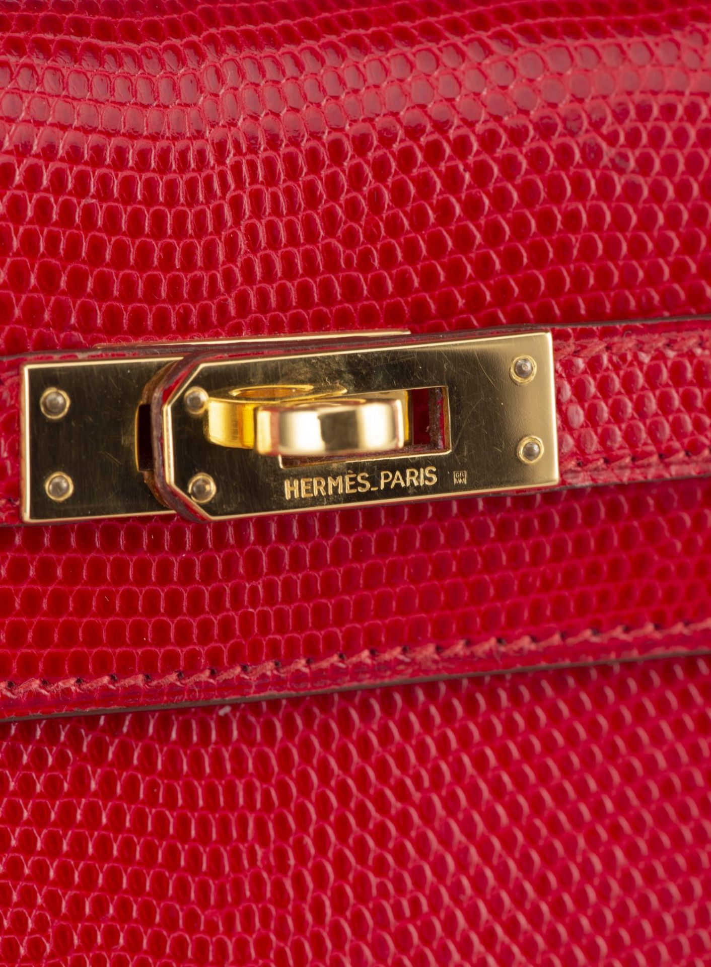 Hermès, mini Kelly 20 en cuir de Lézard rouge vif - Bild 16 aus 24