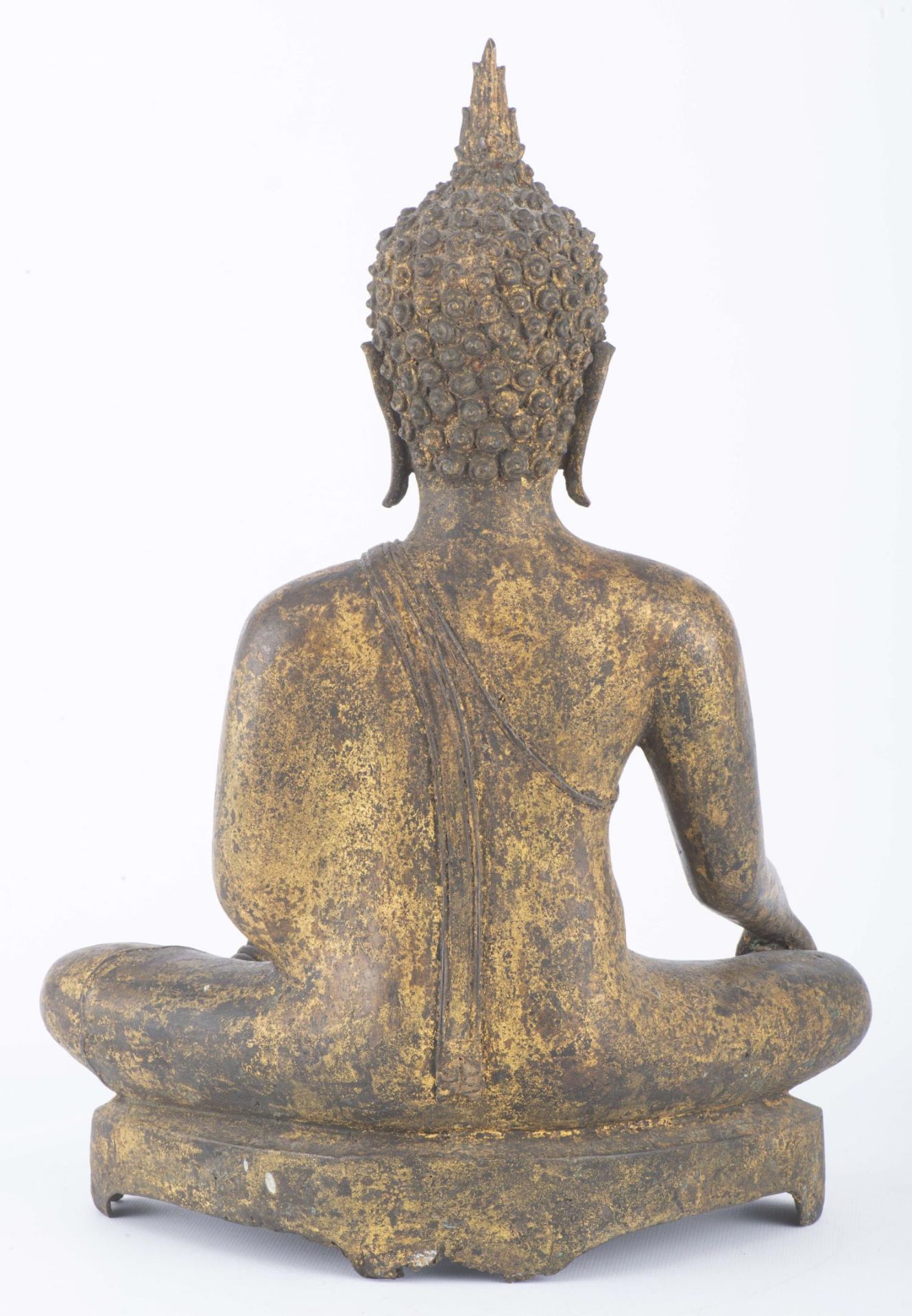 Bouddha de style Ayuttaya en bronze à patine verte et or, XIV-XVIe - Image 7 of 19