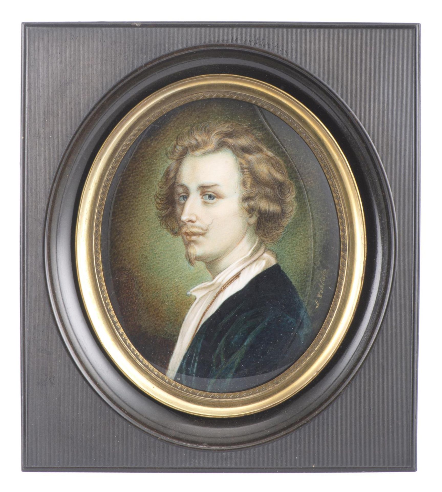 L. GOBBATO (XIXe), "Portrait de Sir Anthony Van Dyke" miniature - Image 3 of 14