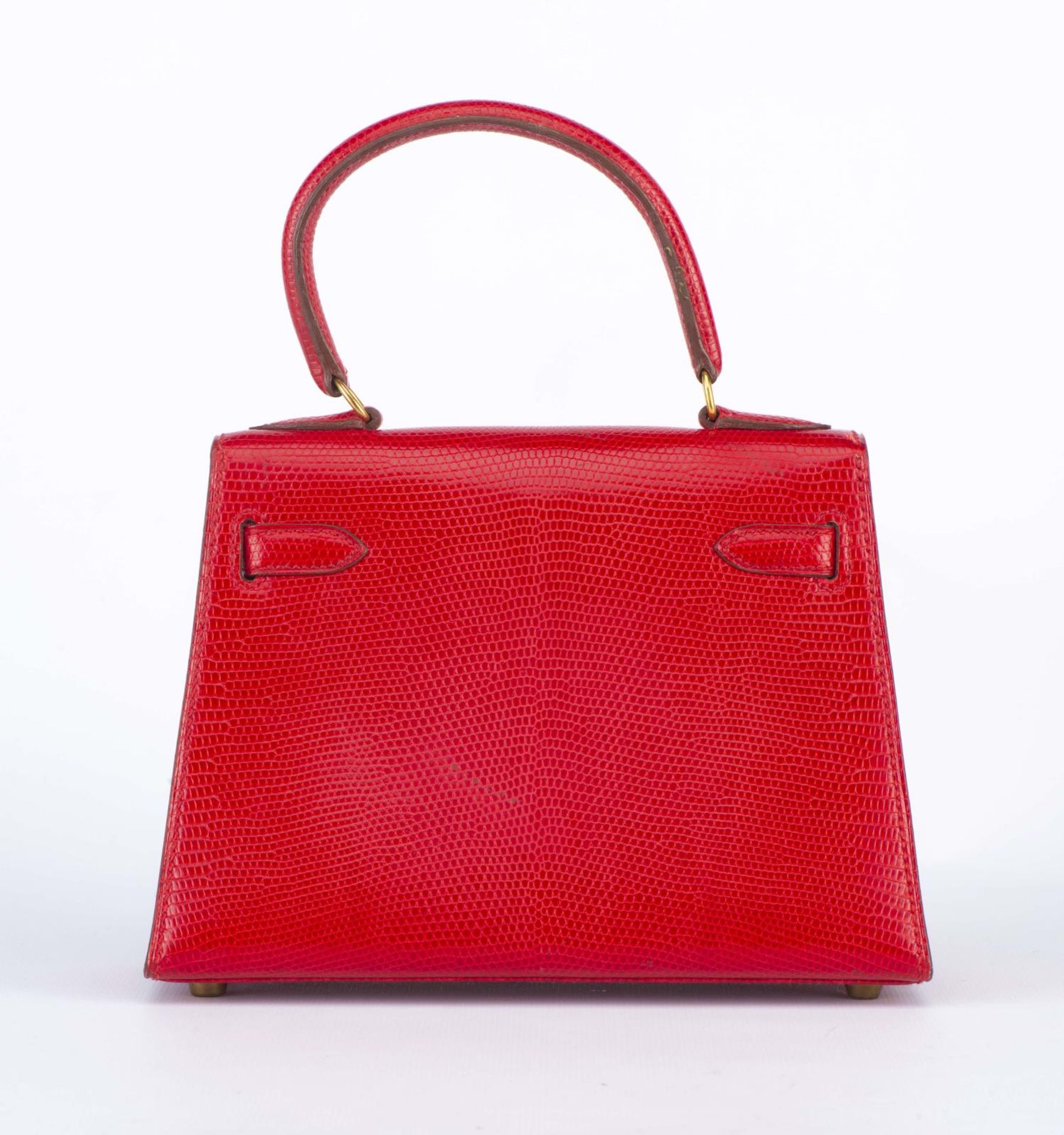 Hermès, mini Kelly 20 en cuir de Lézard rouge vif - Bild 9 aus 24