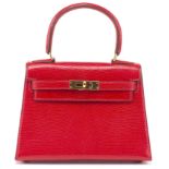 Hermès, mini Kelly 20 en cuir de Lézard rouge vif