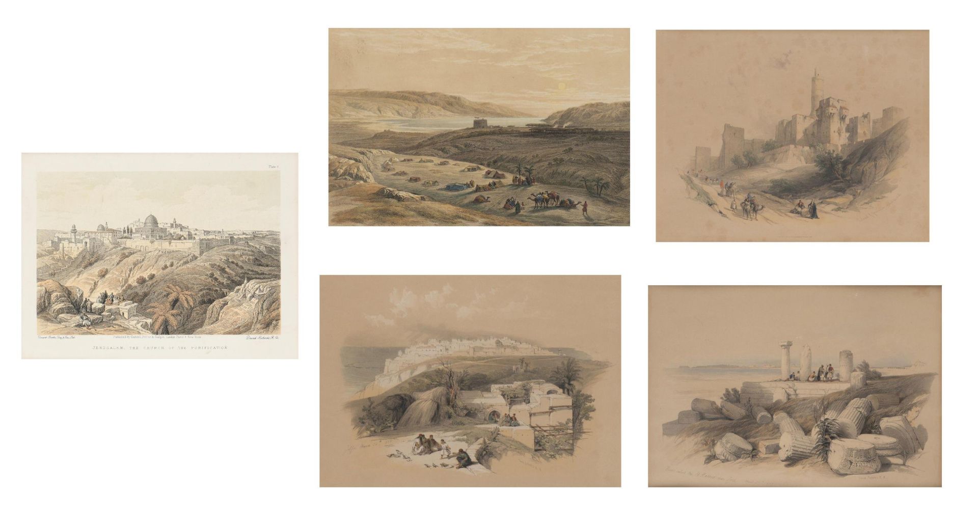 David ROBERTS, Cinq lithographies "The Holy Land"...