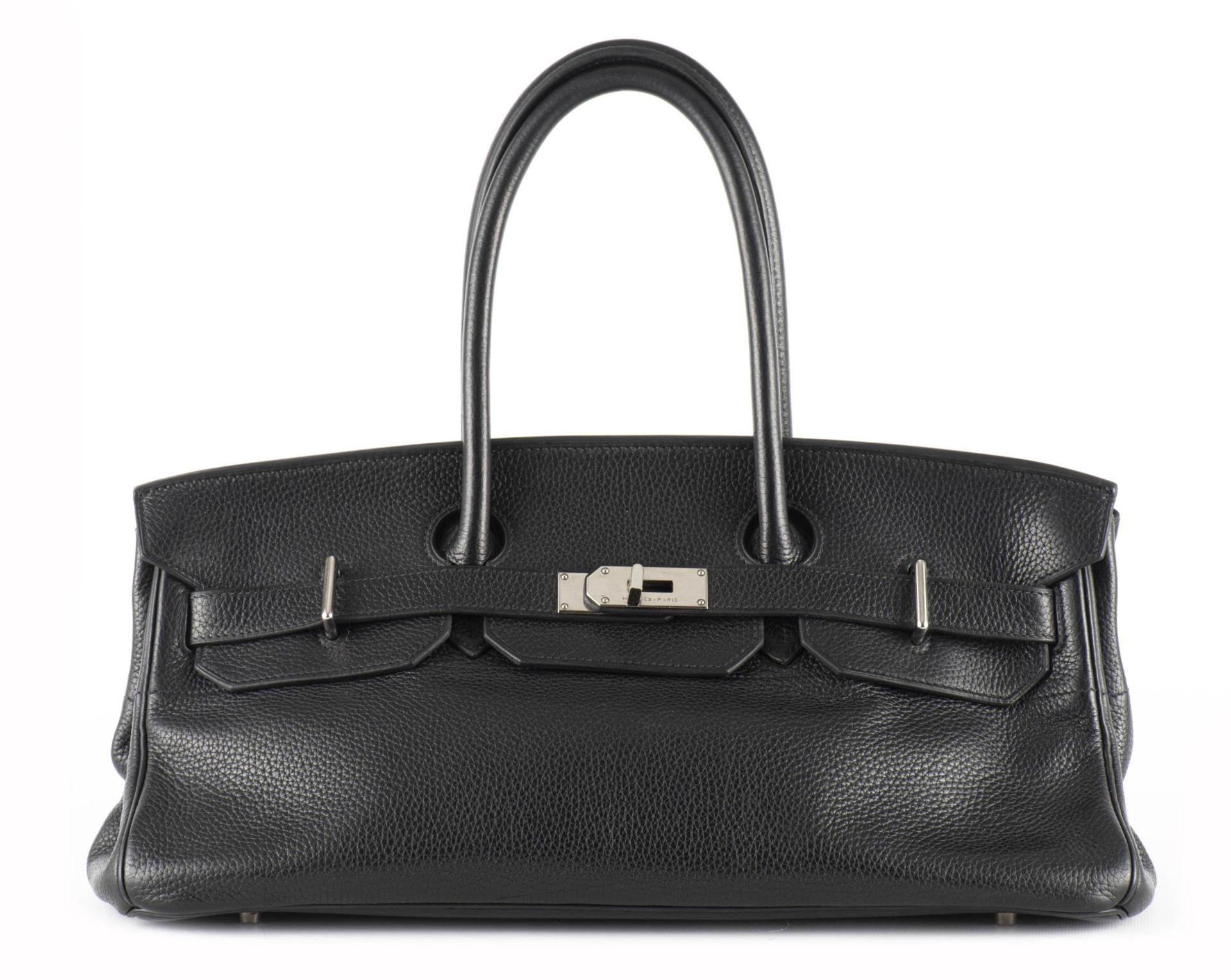 HERMES, Sac Â«Birkin ShoulderÂ» 42 cm en cuir noir...