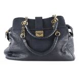 VERSACE, Sac en cuir bleu nuit...