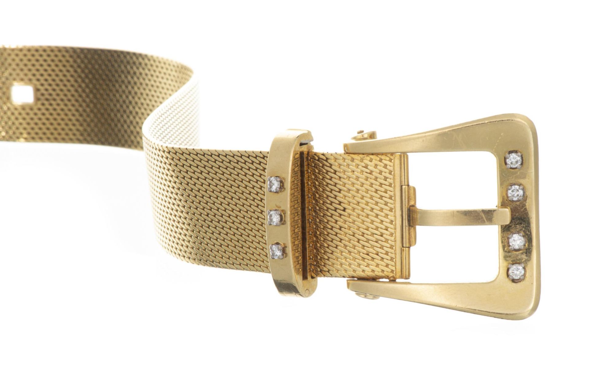 Bracelet ceinture en or à maille milanaise et diamants... - Image 2 of 4