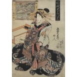 JAPON, Utagawa Kuniyasu (1784-1834, JP), La courtisane Nanasato. Estampe japonaise...