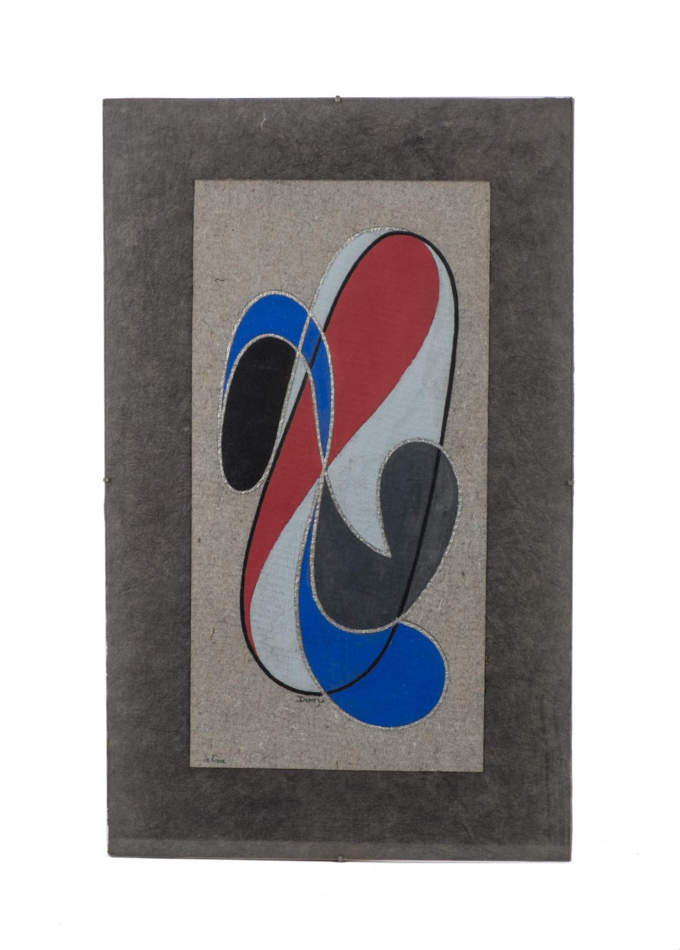 César DOMELA (1900-1992) "Composition en rouge, bleu et noir", Gouache sur papier...