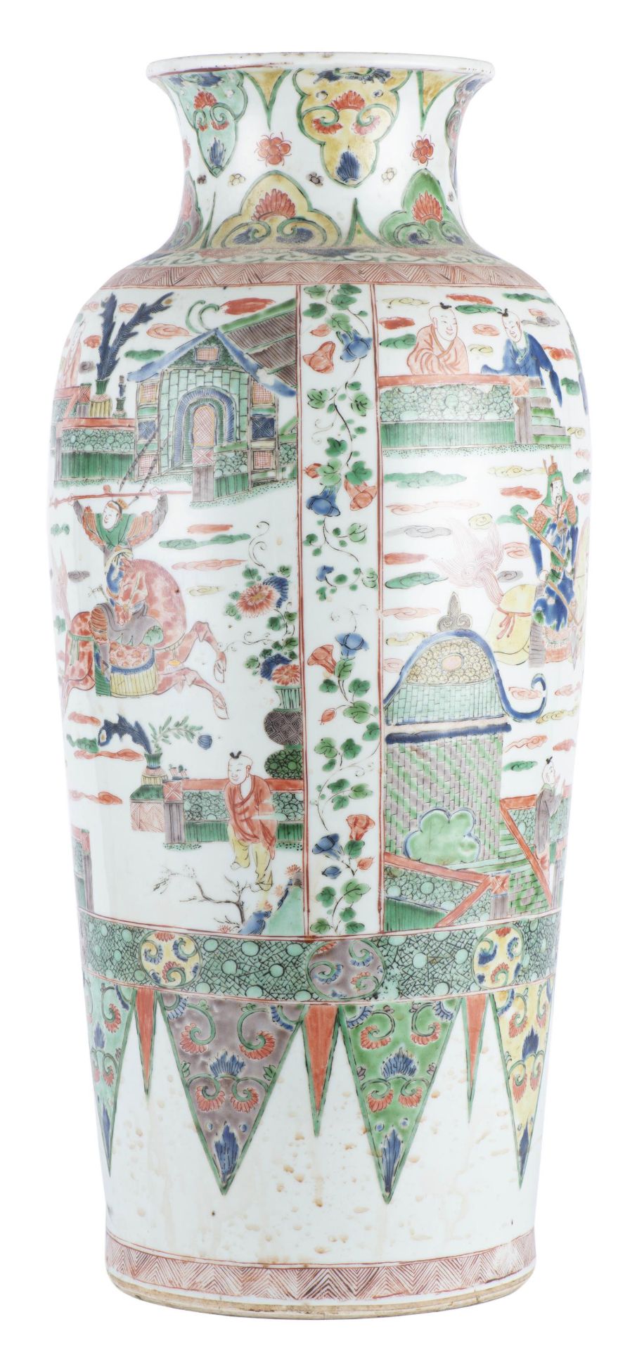 CHINE, Vase de forme rouleau &amp;agrave; d&amp;eacute;cor en famille verte et bleu, Epoque Kangxi - Image 2 of 6