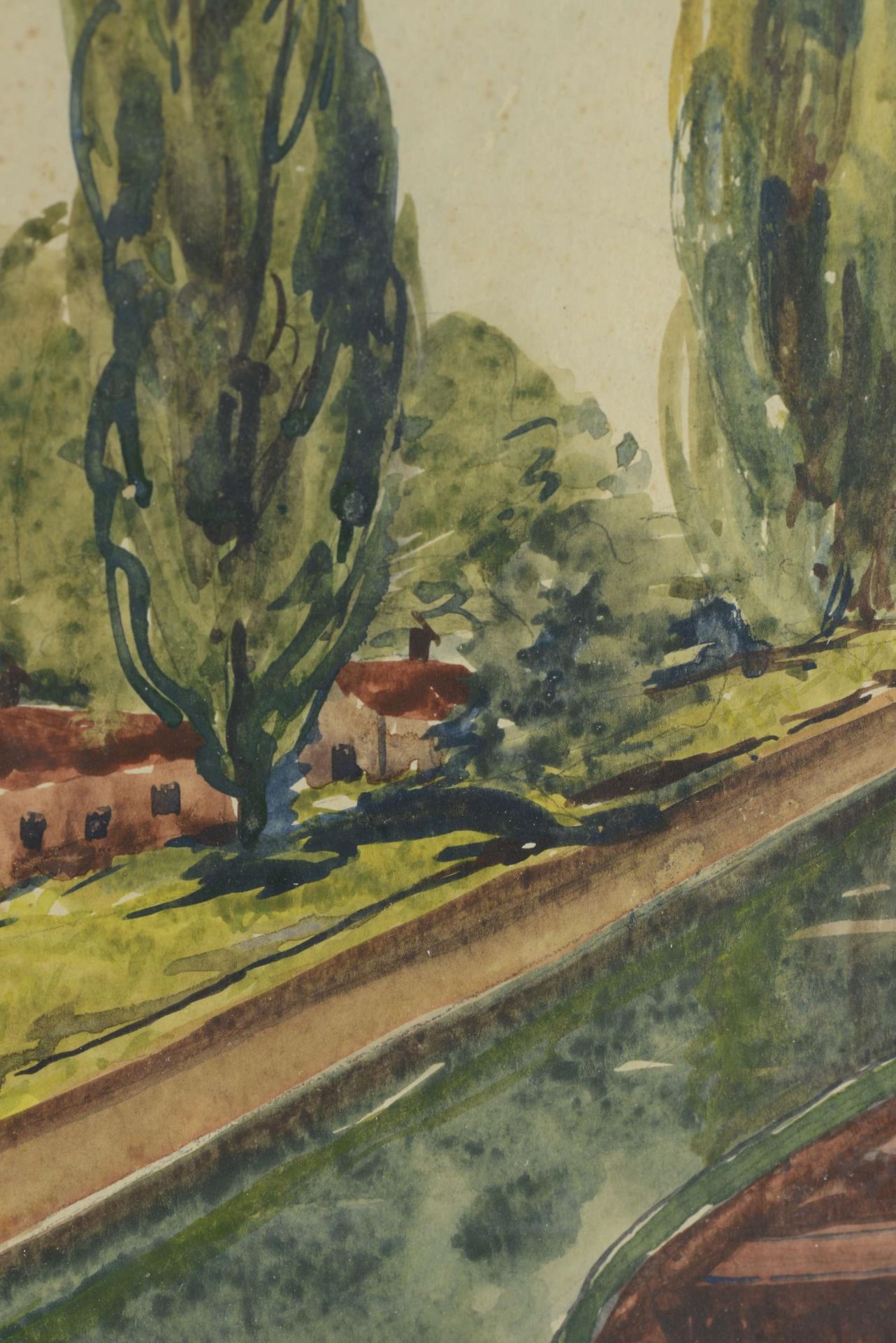 Charles L'ÉPLATTENIER (1874-1946), "Vue d'un canal" Aquarelle sur papier... - Image 4 of 6