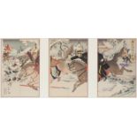 JAPON, Triptyque, The Sino-Japanese War, Utaga Kunimasa IV (1848-1920), "Hoten fu fukin sento"...