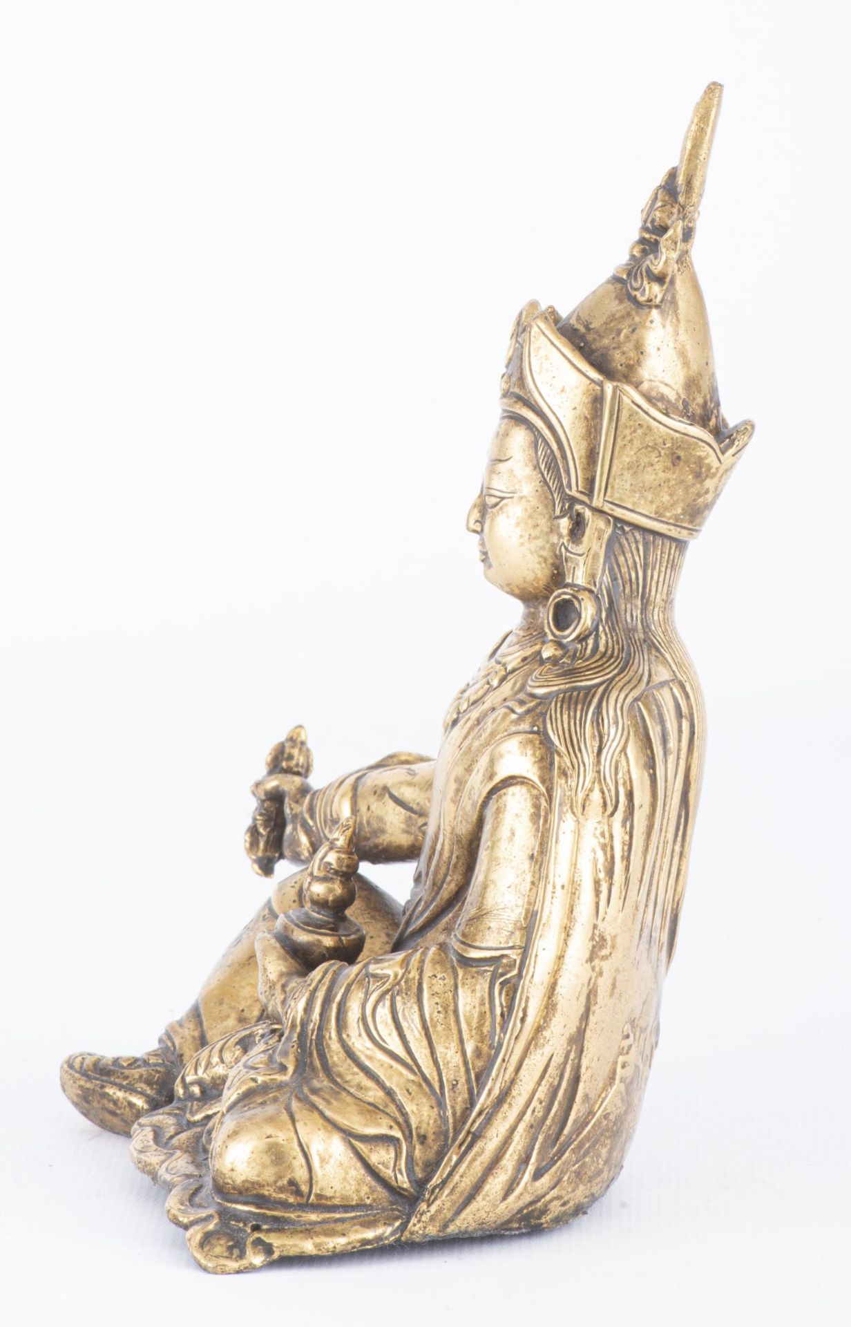Lama du Tibet assis en bronze dor&amp;eacute;, XIX&amp;egrave;me... - Image 4 of 9