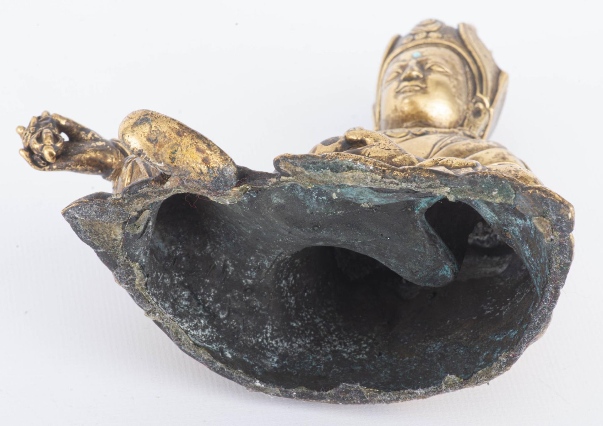 Lama du Tibet assis en bronze dor&amp;eacute;, XIX&amp;egrave;me... - Image 5 of 9