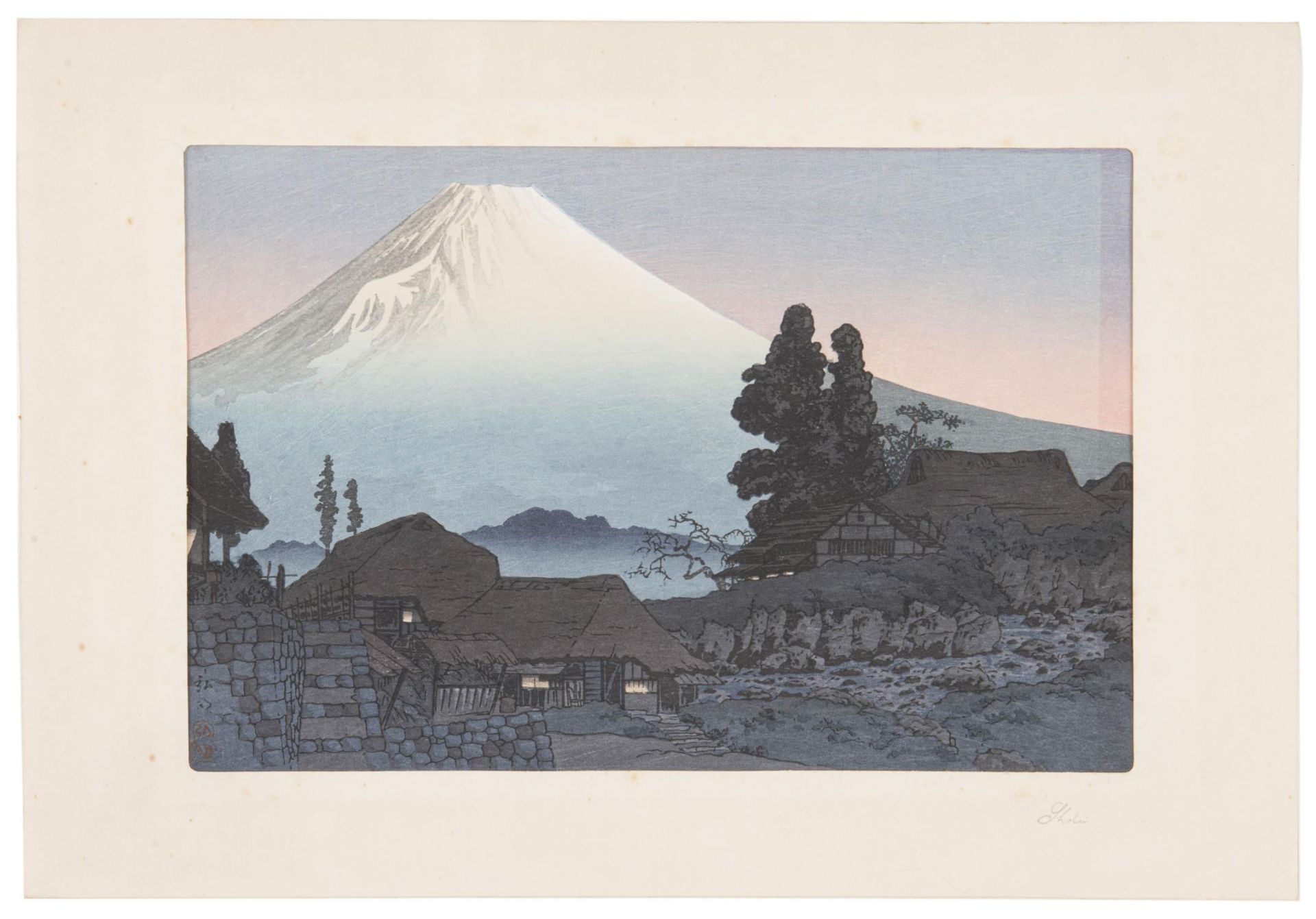 JAPON, Ensemble de deux estampes. Takahashi Hiroaki (Sh&amp;ocirc;tei) (1871-1944), "Mizukubo", vers - Image 3 of 14