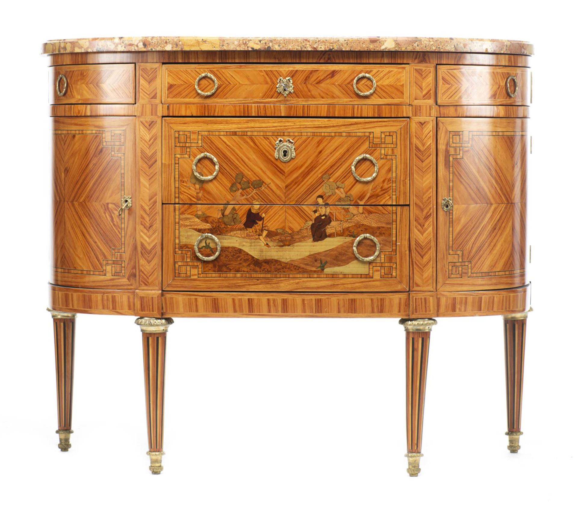 Charles TOPINO (attribué à), commode demi-lune, Style Louis XVI...