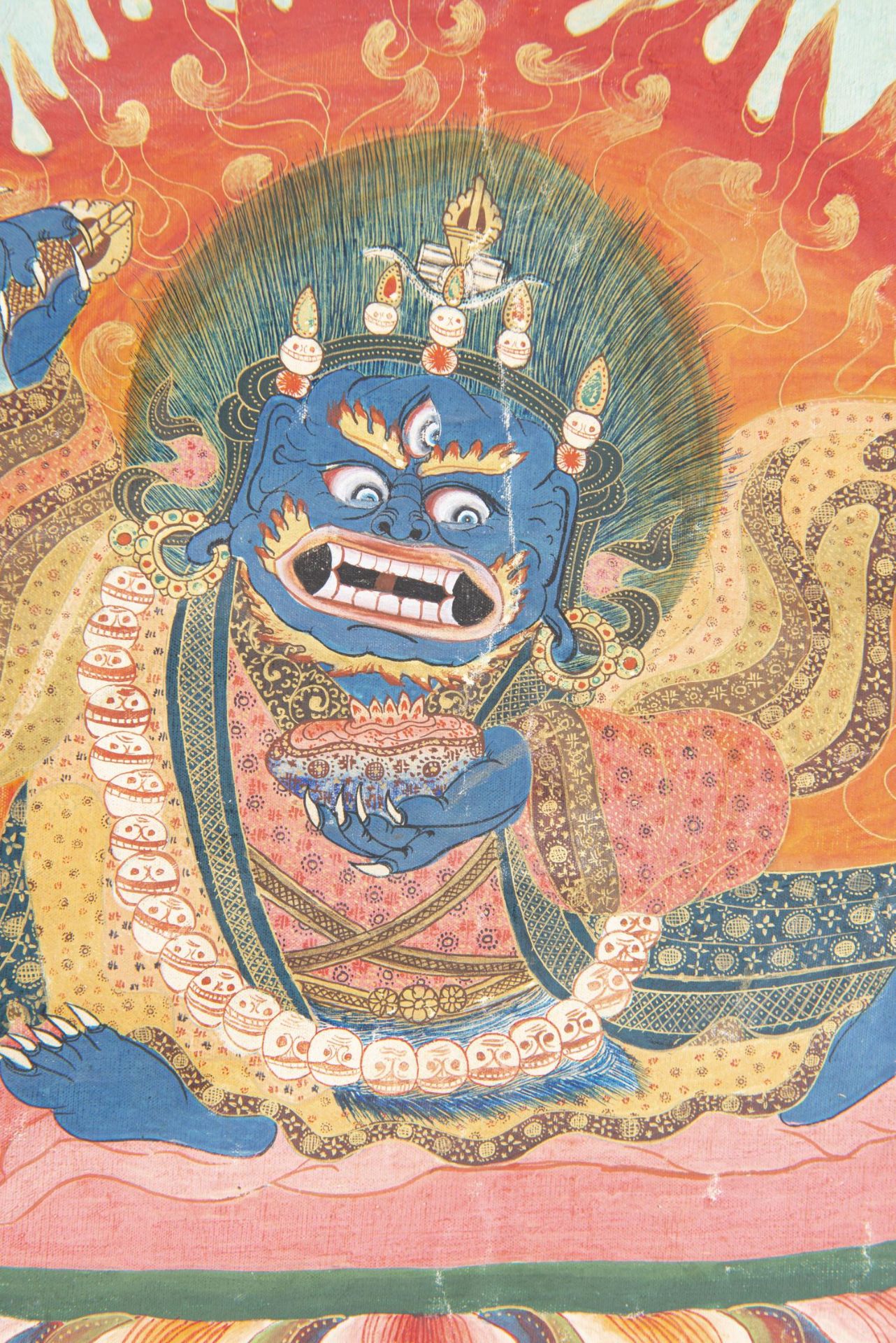 Tangka repr&amp;eacute;sententant un Mahakala ou une forme tantrique d'Avalokiteshvara... - Image 4 of 5