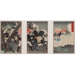 JAPON, Triptyque, The Sino-Japanese War, Adachi Ginko (1874-1897), "Waga gun Heijo no shinhei o...