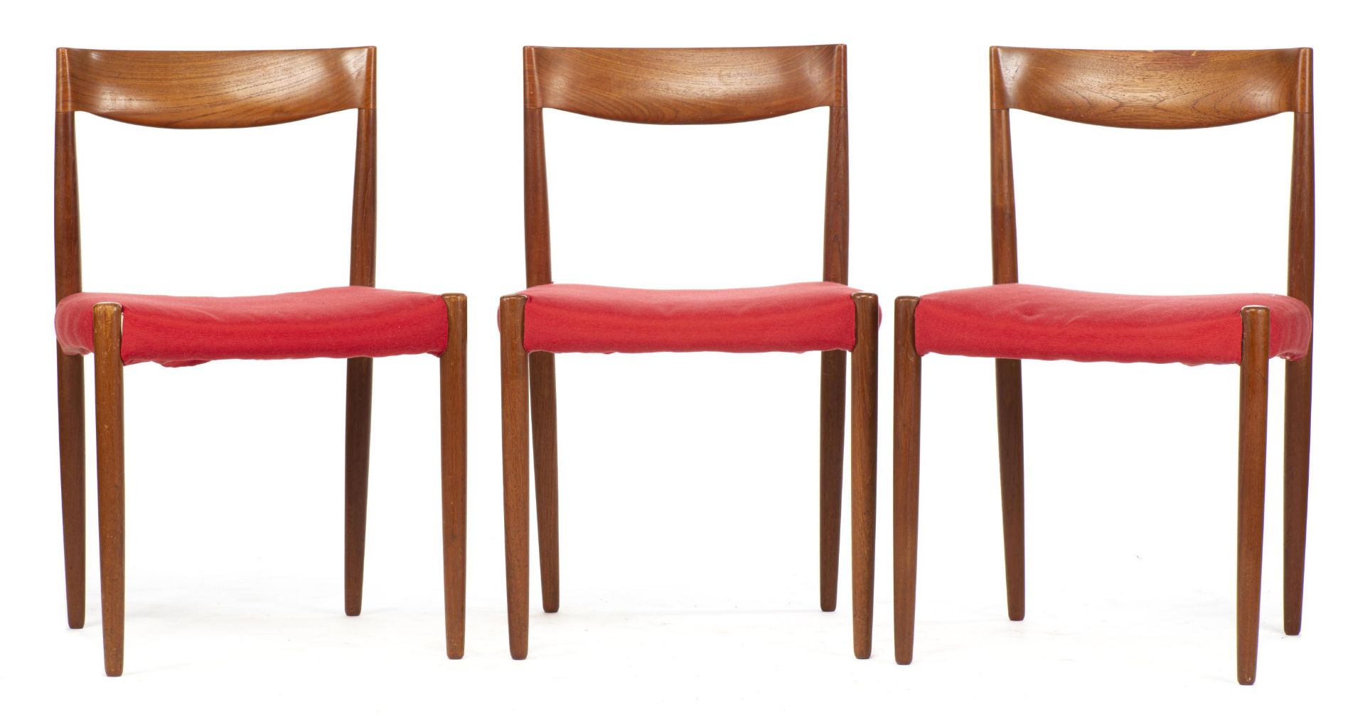 Knud ANDERSEN pour J.C.A Jensen Danemark, Ensemble de trois chaises ann&amp;eacute;e 60 en teck...