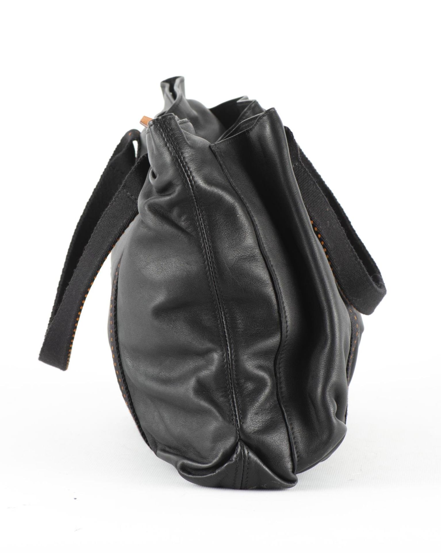 HERMES, Sac "Caravane" en cuir noir et tissu noir... - Image 4 of 10