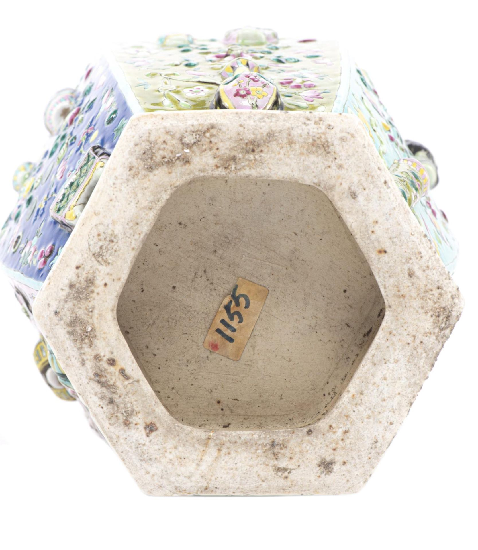 CHINE, Vase hexagonal en porcelaine, Fin des Qing... - Image 5 of 5