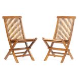 Travail scandinave, Paire de chaises pliables en bois exotique...