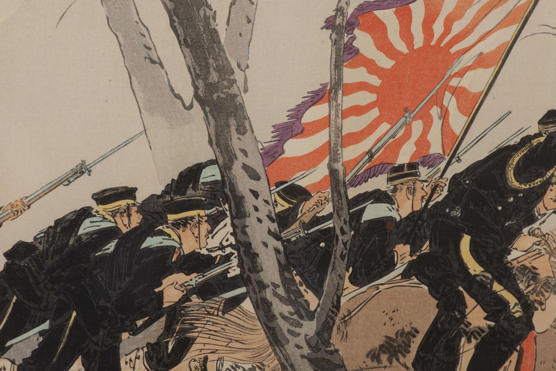 JAPON, Triptyque, The Sino-Japanese War, Ogata Gekko (1859-1920), "Nisshin sens&amp;ocirc; Kinsh&amp - Image 4 of 8