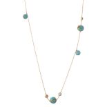 ROBERTO COIN, Collier en or, turquoises, diamants et boucles d'oreille...