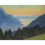 Fran&amp;ccedil;ois BIRBAUM (1872-1947), "Vue du L&amp;eacute;man de Corbeyrier" Craie grasse...