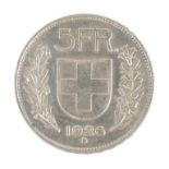 Pi&amp;egrave;ce de 5 francs T&amp;ecirc;te de Berger en argent 1926...