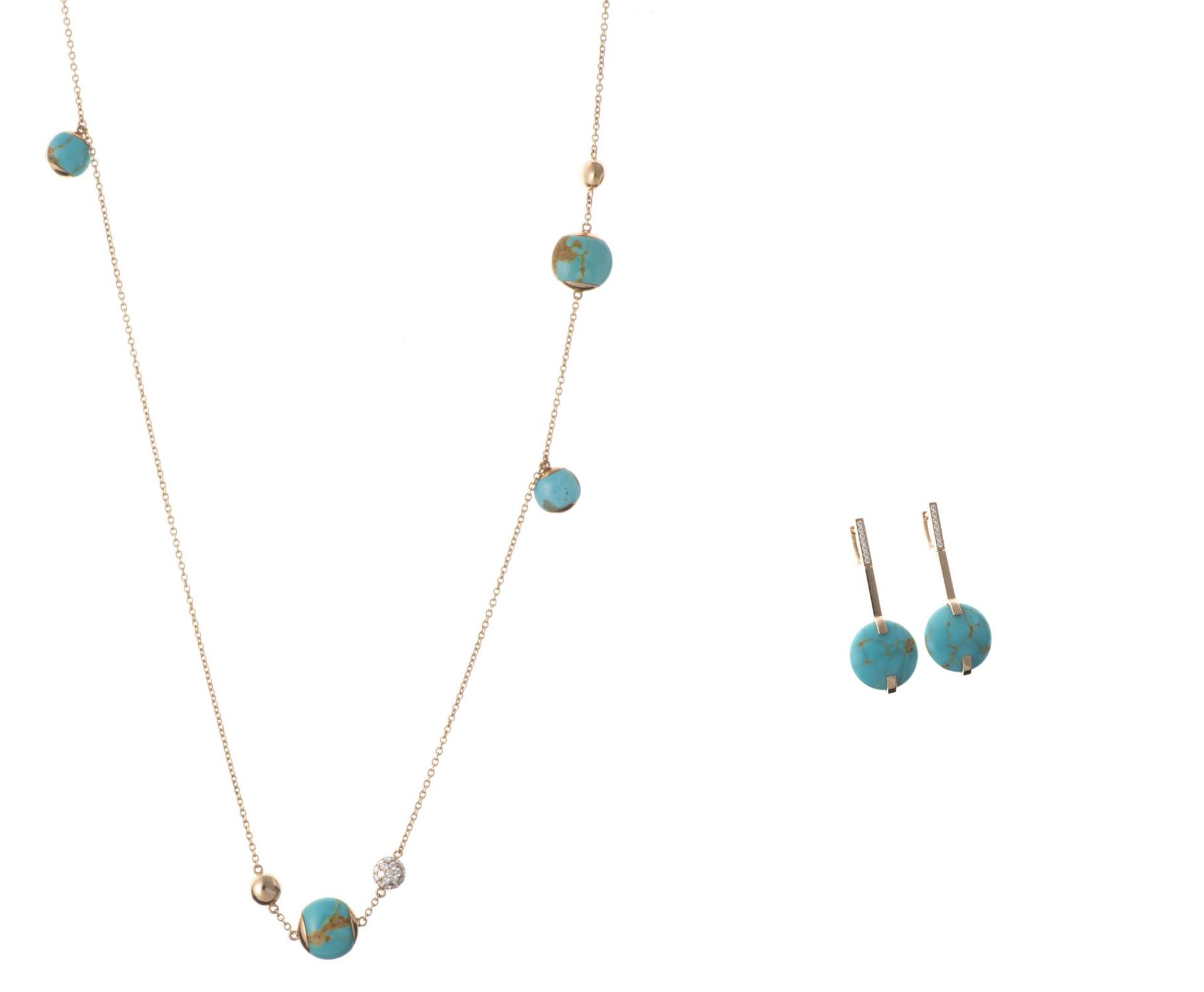 ROBERTO COIN, Collier en or, turquoises, diamants et boucles d'oreille... - Image 6 of 6
