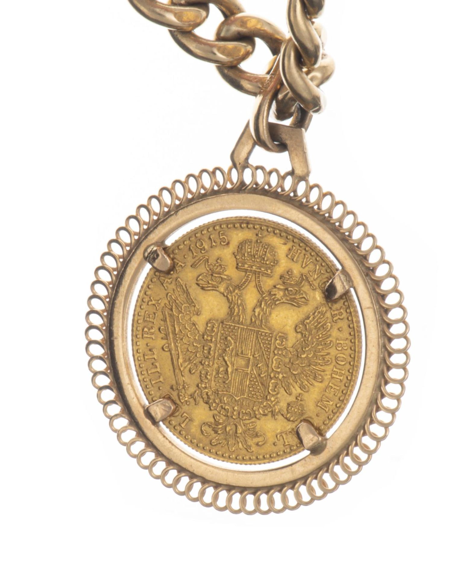 Bracelet en or à maille plate et un ducat autrichien de 1915... - Image 4 of 4