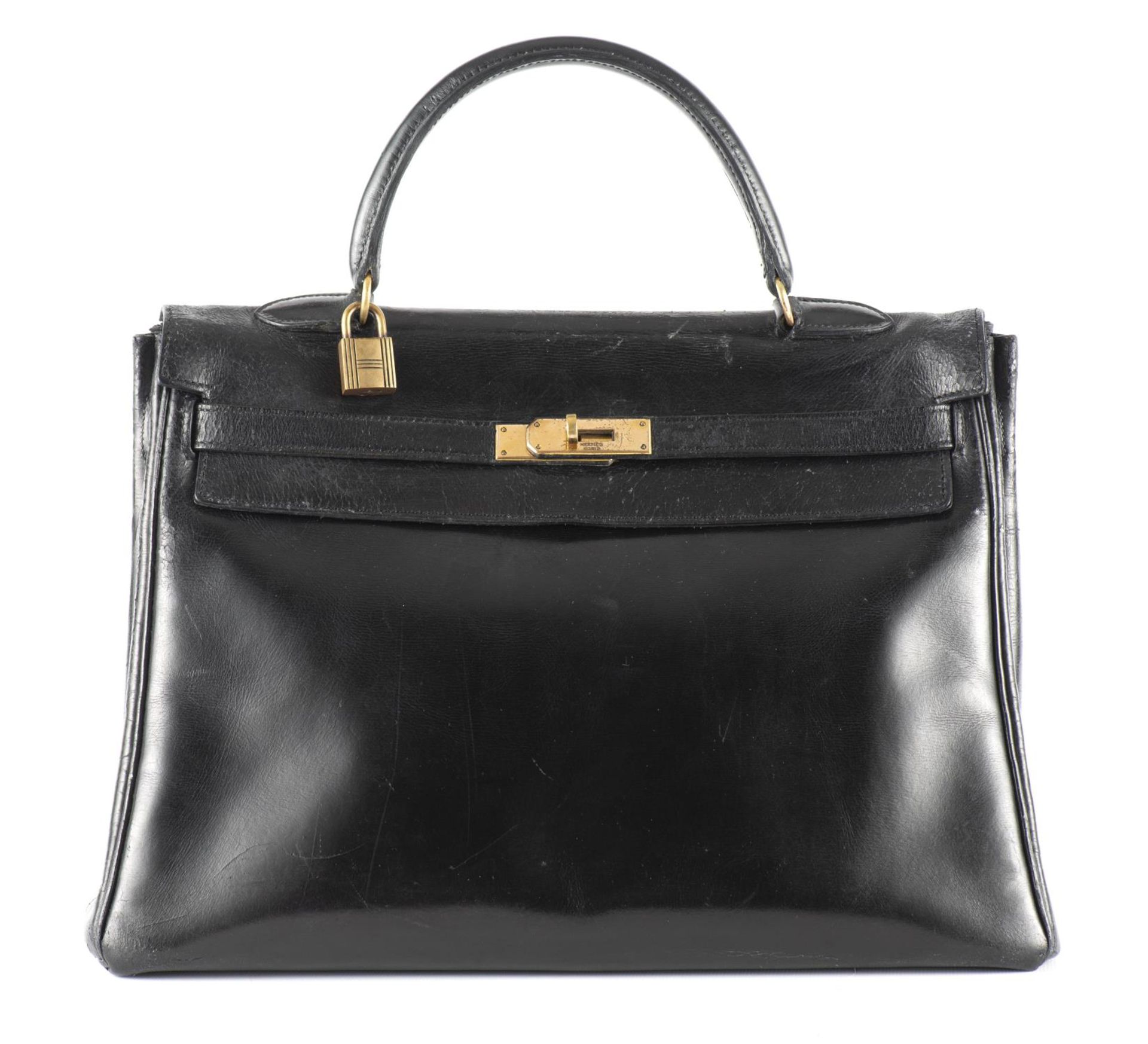 HERMES, Sac Kelly en cuir noir...