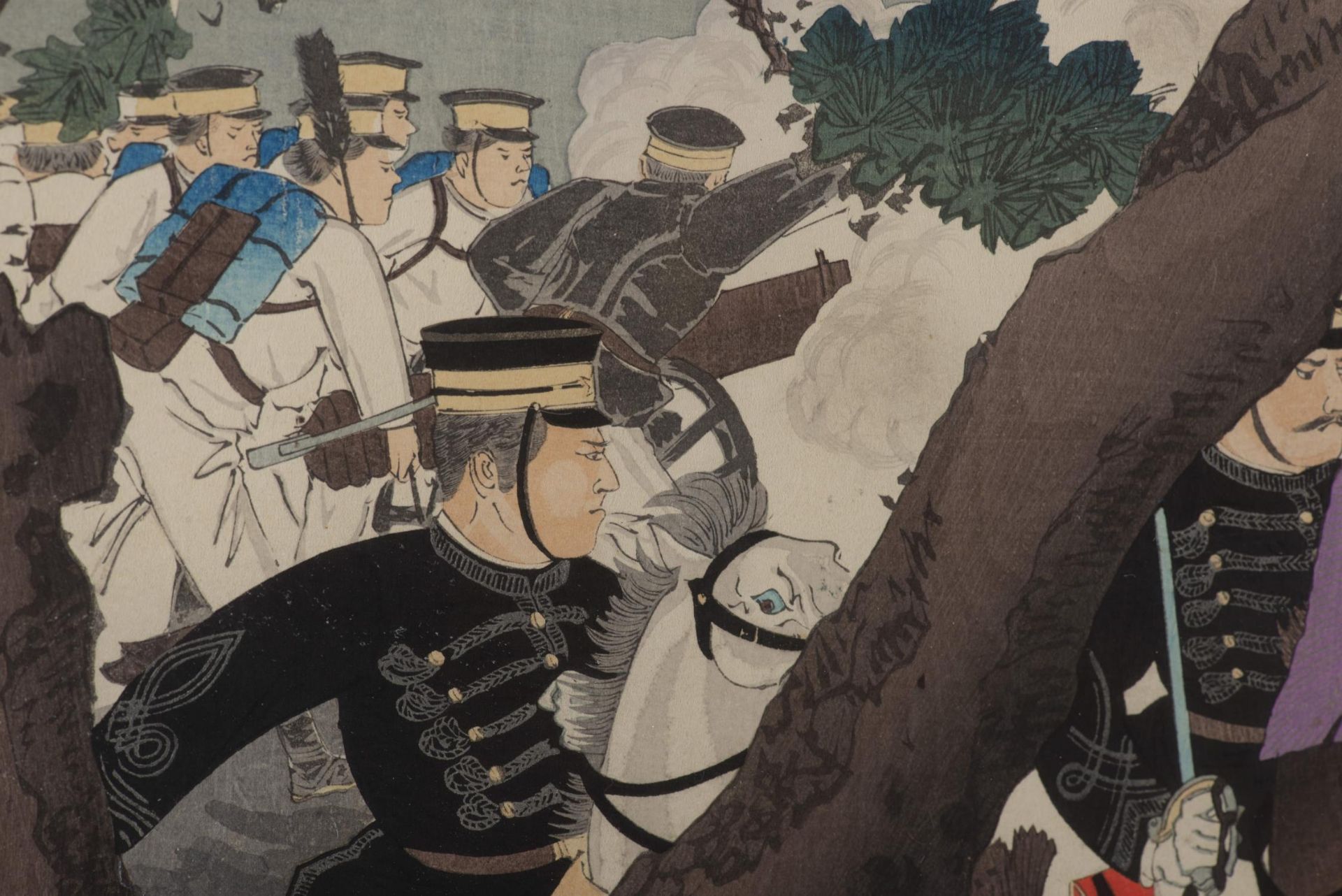 JAPON, Triptyque, The Sino-Japanese War, Adachi Ginko (1874-1897), "Waga gun Heijo no shinhei o... - Image 4 of 8