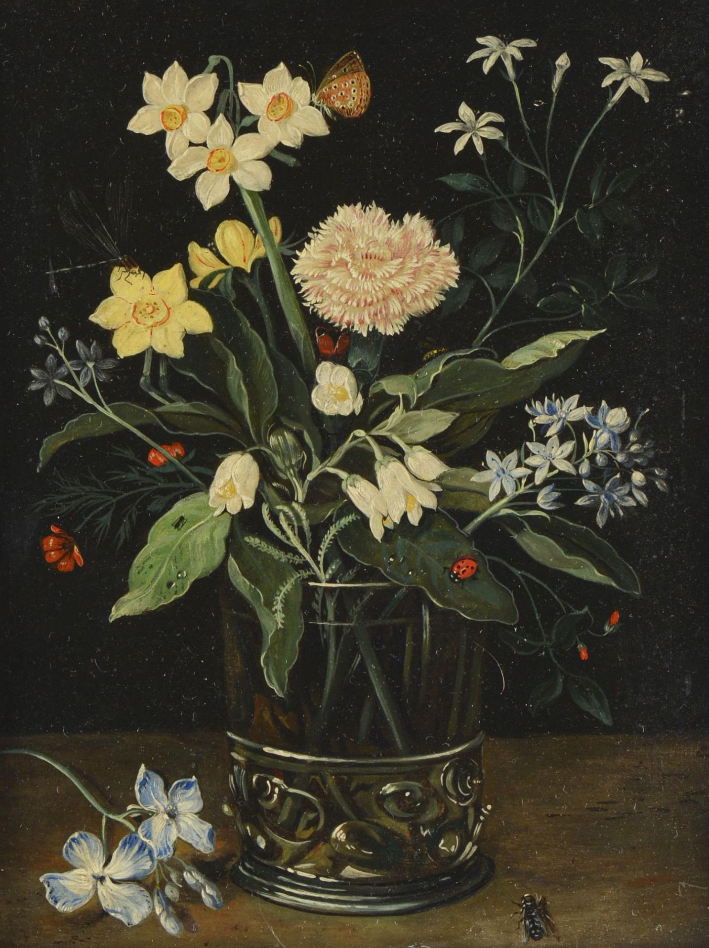 Ambrosius I BOSSCHAERT (1573-1620), entourage de, Nature morte &amp;agrave; la coccinelle...