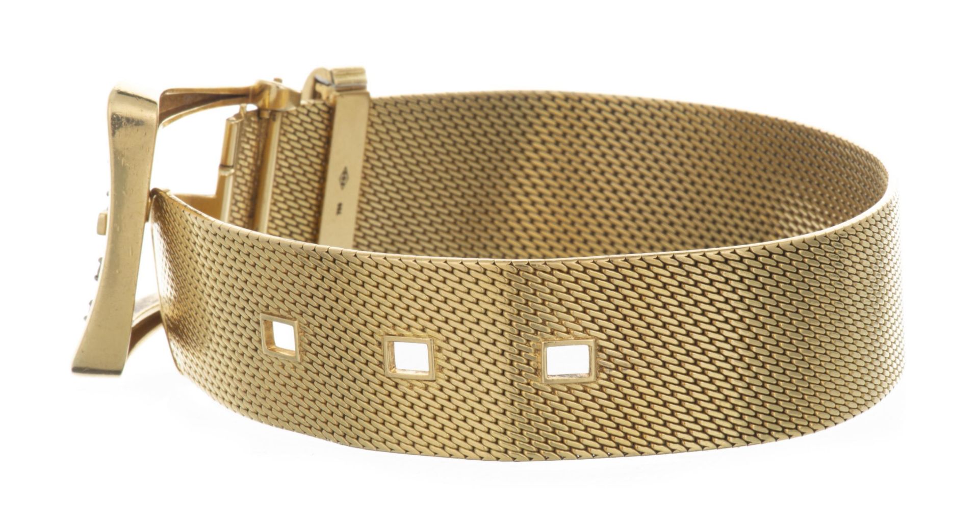Bracelet ceinture en or à maille milanaise et diamants... - Image 3 of 4