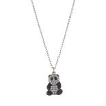 Pendentif Panda en or gris avec spinelles noires et diamants...