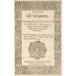 Broughton (Hugh). Textes of Scripture, Chayning the holy Chronicle..., [c. 1612]