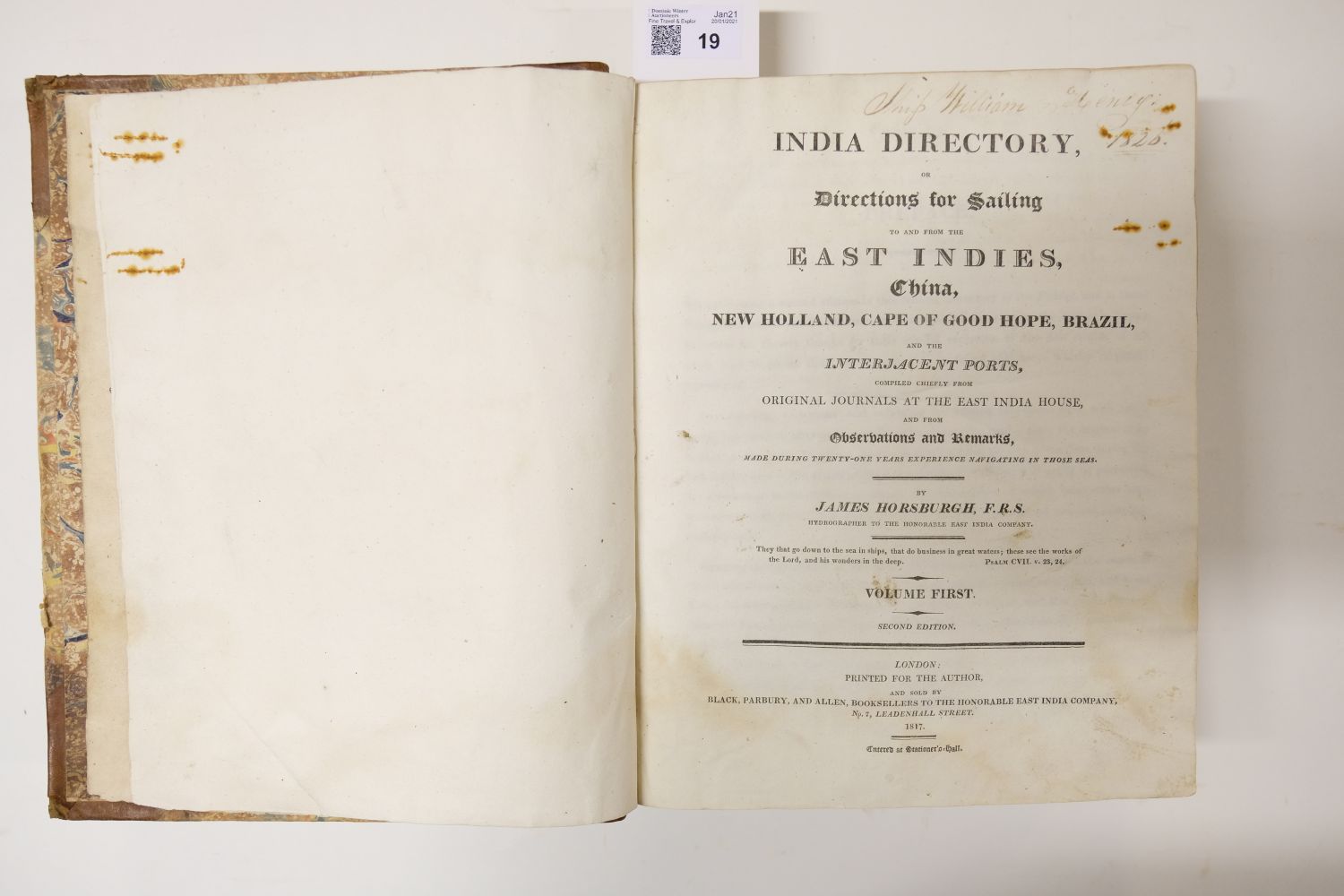 Horsburgh (James). India Directory, 2nd edition, 1817-18 - Image 5 of 8