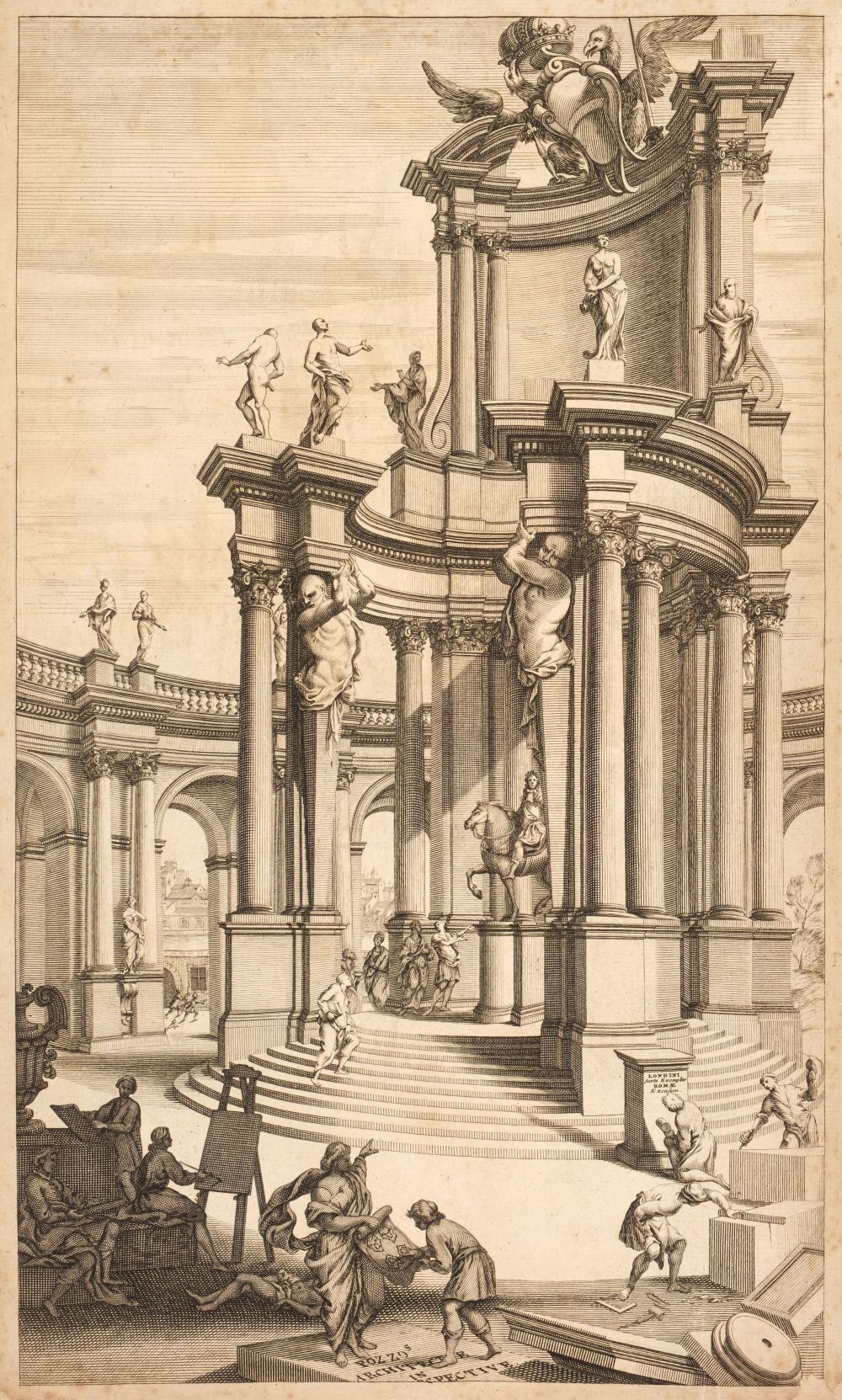 Pozzo (Andrea). Rules and examples of perspective proper for painters and architects, circa 1725