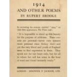 Brooke (Rupert). 1914 and Other Poems, 1st edition, 1915