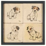 * Aldin (Cecil). A group of 4 hand-painted earthenware 'Dogs' tiles, c.1936-1940