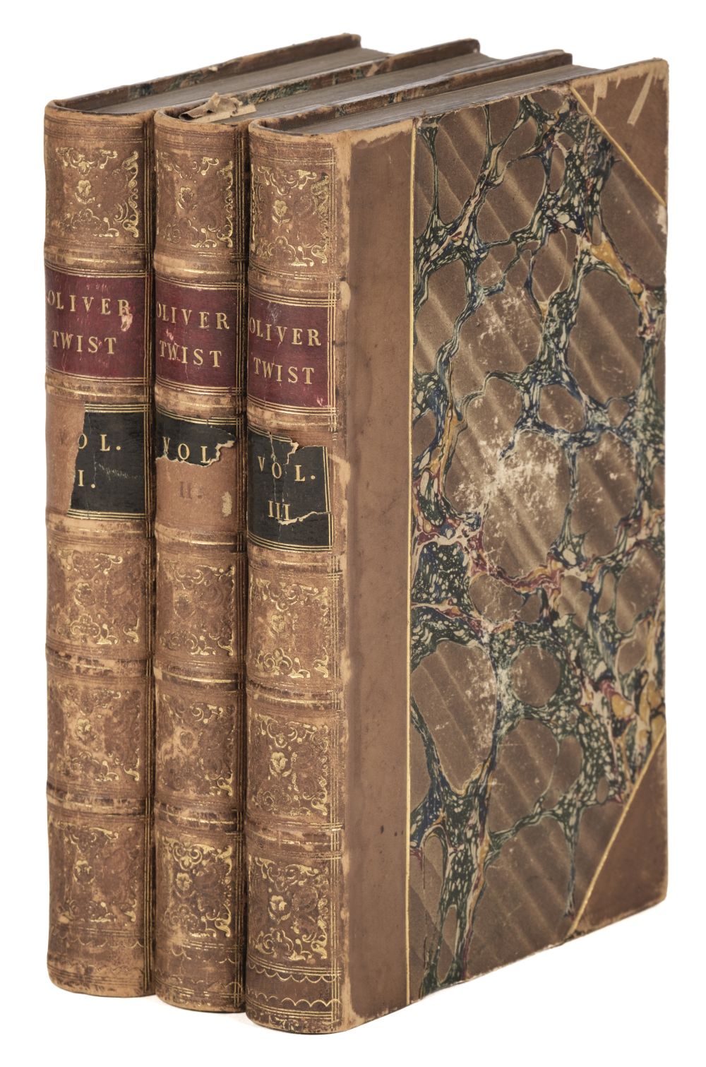 Dickens (Charles). Oliver Twist, 3 volumes, 1st edition, 1st issue, 1838